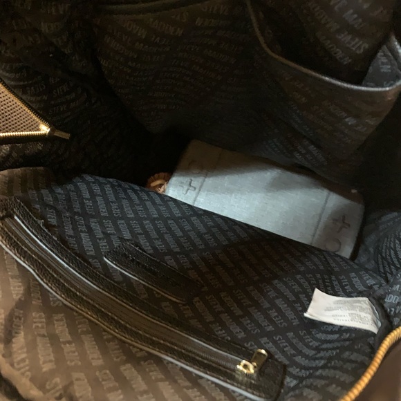 Steve Madden Classy Chic Black and Gold Backpack - Picture 3 of 6